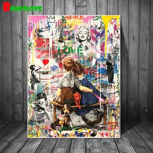 5D DIY Diamond Embroidery Work Well Together Graffiti Art Cross stitch Diamond Painting Round square Drill Picture Of Decor
