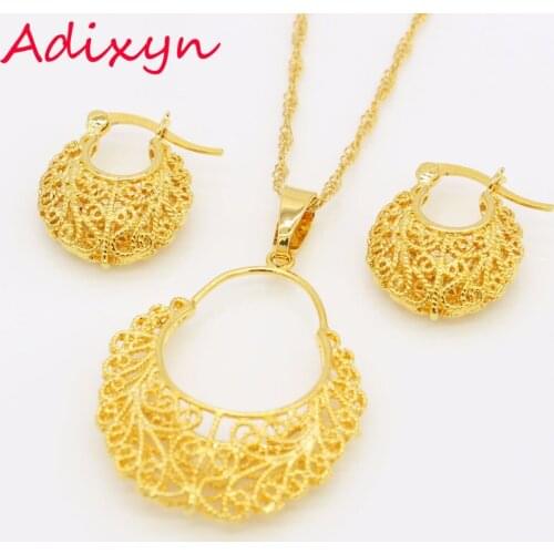 Adixyn New Ethiopian Sets Jewelry Gold Color Necklace/Earring/Pendant African/Eritrea Habesha Jewelry Set