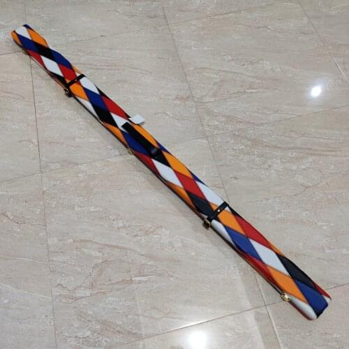 Free shipping colorful patch design in 60" 2compartments leather snooker cue cases with golden lock and interlayers