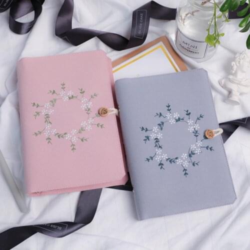 2021 A5 A6 Kawaii Cute cloth Dotted Notebook school office stationery Blank line grid dots planner 6 Holes Spiral Ring Binder