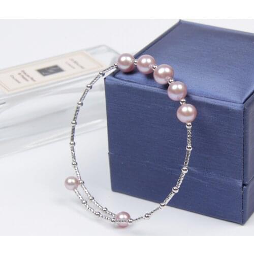 Luxury solid 925 silver sterling jewelry open adjustable size women bracelet nice jewelry natural lavender real pearl gift