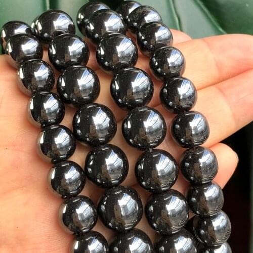 AAA Natural Stone Black Hematite Beads Round Loose Spacer Beads Jewelry for Woman Making DIY Bracelet Necklace 15" 3/4/5/6/10mm