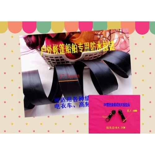 Black nylon TPU waterproof zipper/8# 3.8cm*7.2mm 5meters zip+5pcs pullers used for shoes garment fishing bag outdoor tent