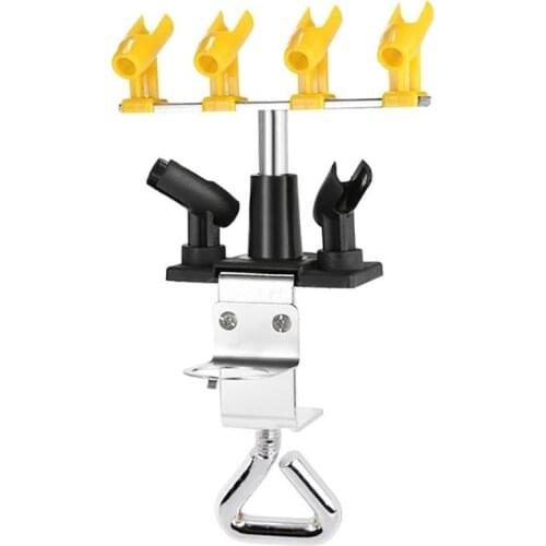 Air Brush Holder Clamp-on Style Station Stand 4+2 Mount Spray Gun Tabletop Bench Station for Air Brush 360 Degree Rotate
