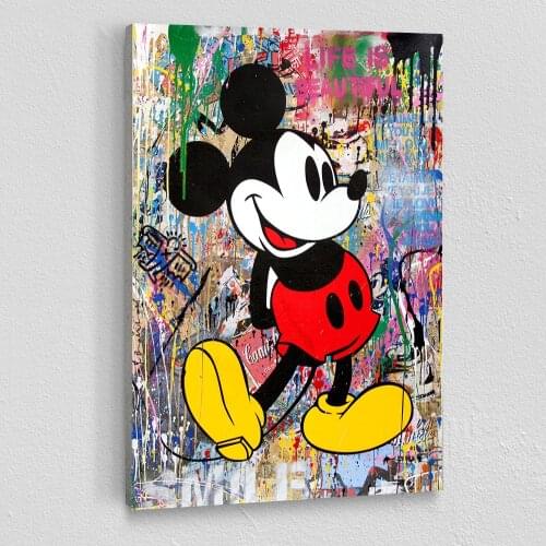 Disney Mickey Mouse Fairy Graffiti Art Posters and Prints Banksy Art Paintings on the Wall Art Pictures Home Decor Cuadros