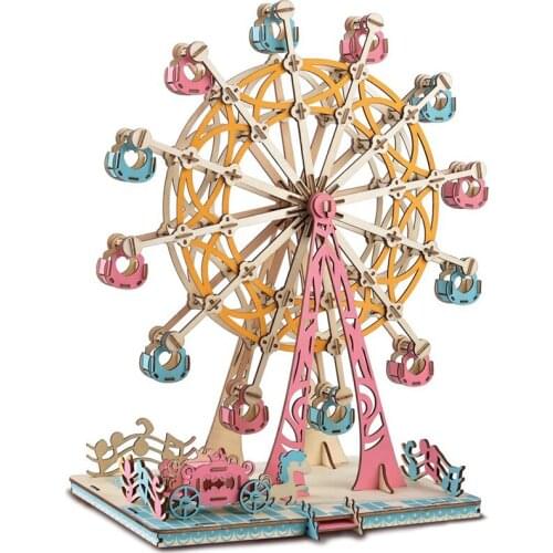 DIY Laser Cutting 3D Ferris wheel Wooden Puzzles Learning Educational Toy Game Assembly Toys for Children Jigsaw Kids Toy
