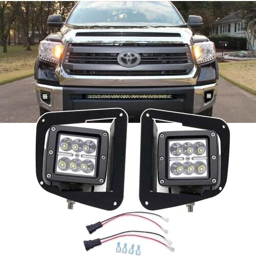 Wsen For 2014-2019 Toyota Tundra 2x 18W 3 Inch LED Cube Fog Lights Pod with Front Hidden Bumper Foglight Mounting Bracket