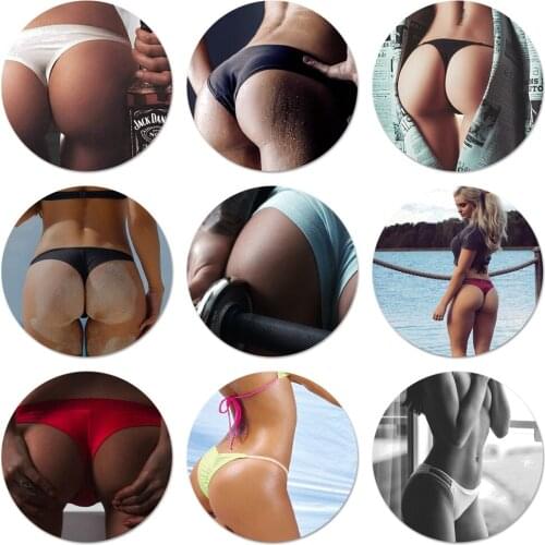 Sexy ass Underwear Bikini Woman girl Icons Pins Badge Decoration Brooches Metal Badges For Clothes Backpack Decoration 58mm