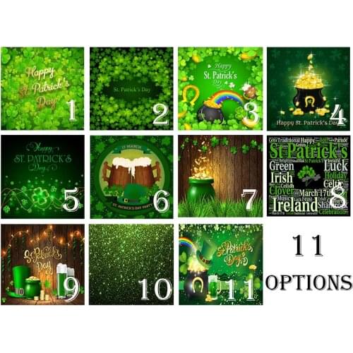St. Patricks Day Party Banner Photography Backdrops Green Lucky Shamrock Holiday Decor Photo Background for Photo Booth Studio