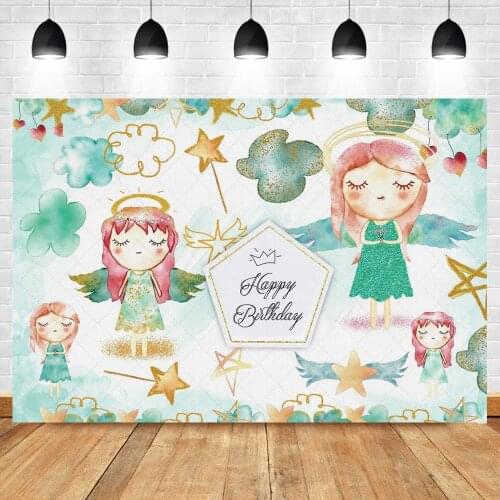 Wishing Stick Angel Happy Birthday Backdrops Photography Girl Princess Party Decoration Photo Background For Decor
