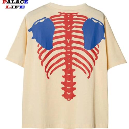 Hip Hop T Shirt 2021 Men Streetwear Skeleton Print T-Shirt Harajuku Cotton Casual Woman Summer Short Sleeve Tops Tees Black