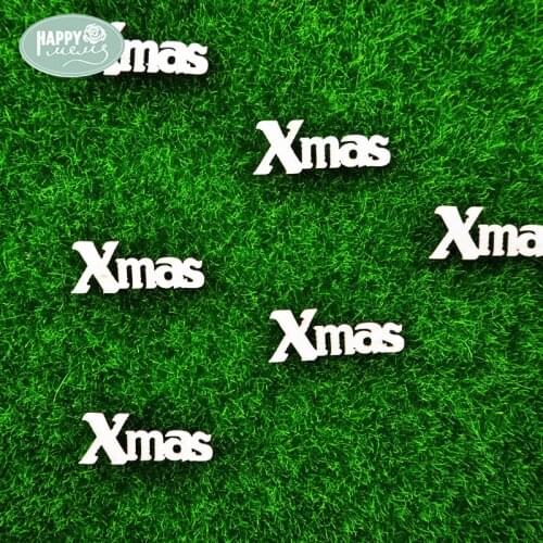 Happymems New Arrival "Xmas" Wood Shapes Christmas Home Decorations For Scrapbooking DIY Crafts Wall Sticker Wood Crafts