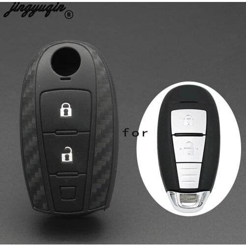 Jingyuqin Carbon fiber Pattern Soft Silicone Protect Car key Case Cover for SUZUKI Swift Sport SX4 SCROSS
