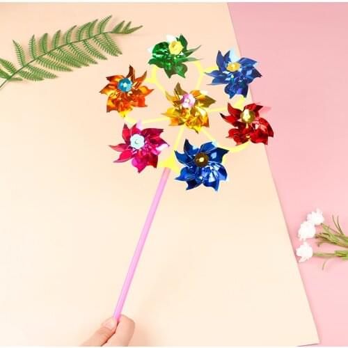 Colorful DIY Sequins Windmill Wind Spinner Home Garden Yard Decoration Kids Toys
