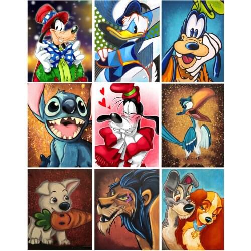 Square Diamond Painting Cartoon Pattern Cross Stitch Full Circular Diamond Mosaic Diamond Embroidery Needlework Home Decoration