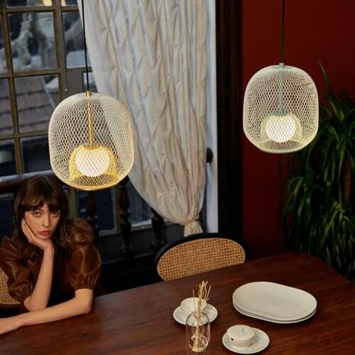 Nordic Ins Style Chandelier Simple Wire Woven Birdcage Lamp Living Room Light Luxury Decoration Lighting Dining Room Lights LED