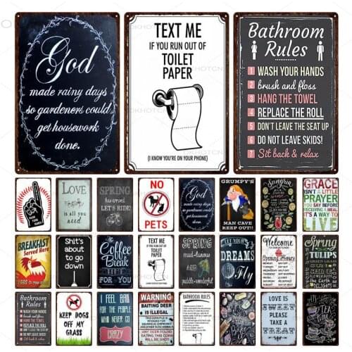 Kitchen Rules Retro Tin Sign Shabby Chic Metal Plates for Wall Cafe Kitchen Retro Home Craft Decor Metal Poster