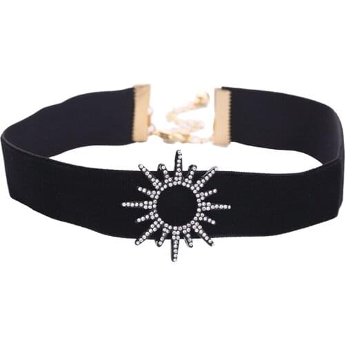 Fashion Trends Black Wide Velvet Choker Necklace Online Shopping India Crystal Charm Women Collar Necklace