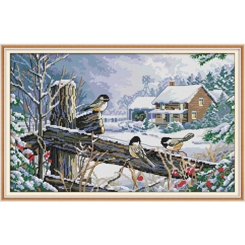 In the winter snow counted 11CT 14CT Cross Stitch Kit Set DIY DMC The bird animals Cross-stitch Embroidery Needlework Home Decor