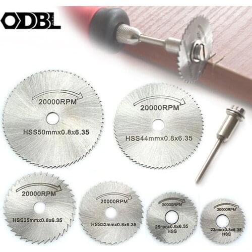 6Pcs HSS Saw Blades Set 1/8" Shank Circular HSS Saw Disc Wheel Cutting Blades with Mandrels for Dremel Rotary Tool Mini Drill
