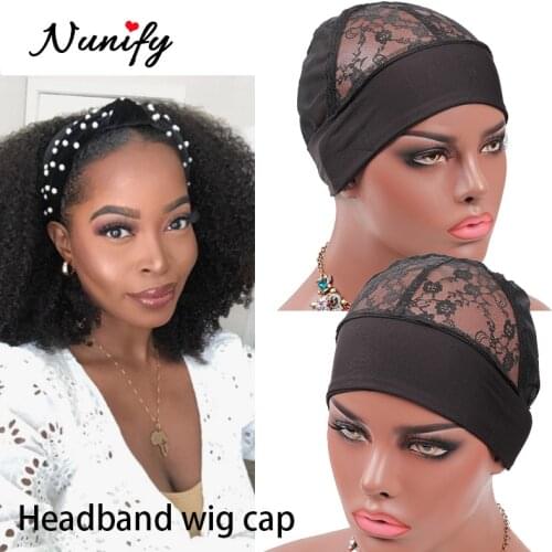 Headband Wig Caps For Making Head Band Wigs Lace Cap And Hair Grip Integrated Mesh Dome Cap Weaving Cap With Adjustable Strap