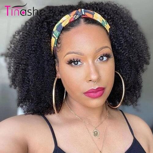 Tinashe Afro Kinky Curly Headband Wig 150 Density Brazilian Glueless Wigs For Black Women Kinky Curly Human Hair Wig