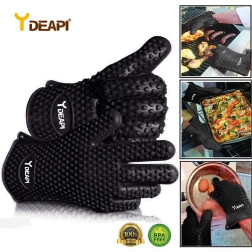 YDEAPI Food grade heat resistant silicone kitchen grill oven gloves cooking grill oven gloves heat insulation gloves