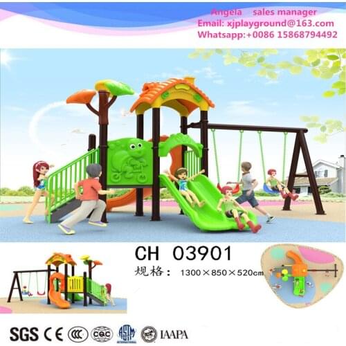Outdoor Plastic Playground Slide With Swing