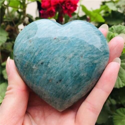 Natural Beautiful Amazonite Quartz Crystal Heart Polished Stone Healing Natural Stones and Minerals