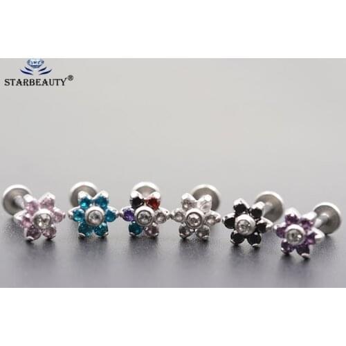 1.2*6/8mm Steel Internally Thread Opal Stone Ear Helix Tragus Barbell Piercing Opal Labret Stud Lip Rings Sexy Girls Jewelry