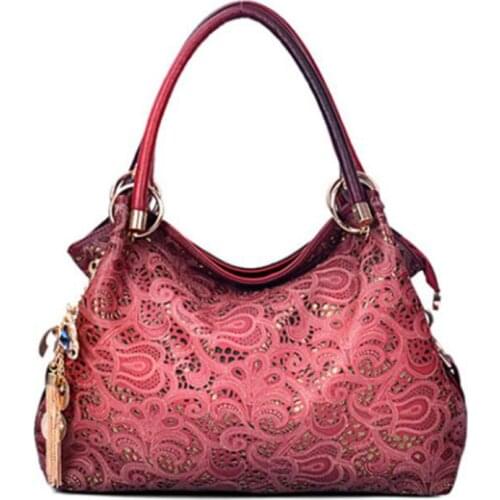 Handbags Women Leather Bag Hollow Out Ombre Handbag Floral Print Shoulder Bag Ladies Luxury Handbags Women Bag Designer Tote Bag
