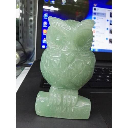 Hand carved Dongling jade owl ornaments