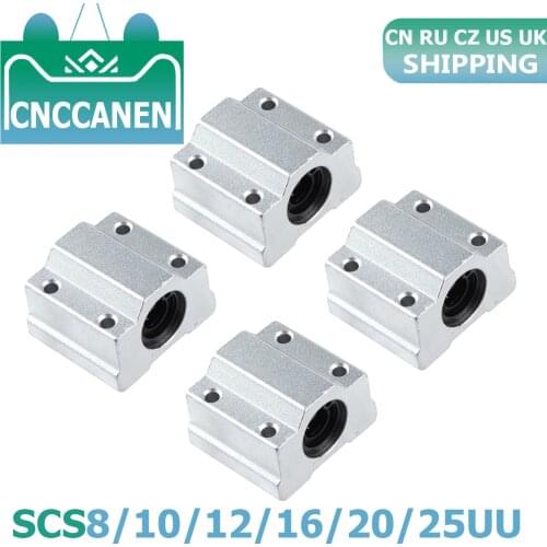 4PCS Linear Motion Ball Bearing Slide Block Bushing SC8UU SCS8UU SC10UU SCS12UU 16UU 20UU 25UU Linear Shaft CNC 3D Printer Parts
