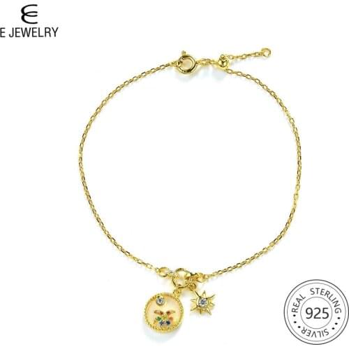 E Jewelry 18K Gold Plated 925 Sterling Silver Fireworks Fashion charm Chain Bracelets for Women Elegant Jewelry Gift 2019