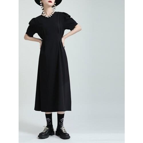 2021 New Summer Fashion Ladies Dresses Puff Sleeve Solid Color Women Dress Casual Elegant High Quality Female Dresses T20