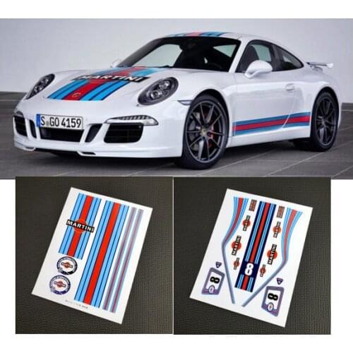 1/10 Scale On road Flat Drift Eelctric RC Toy Car Body Shell Decal Stickers FOR 110RC MARTINI 911 porschee