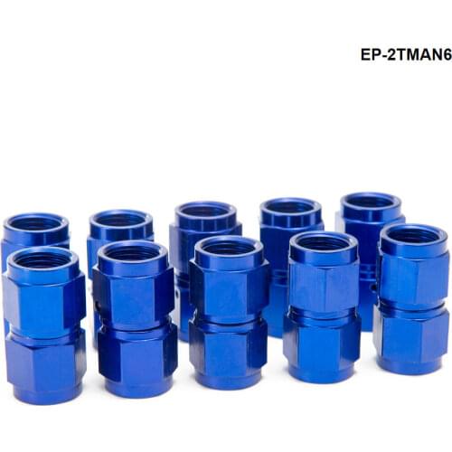 10PCS/SET Blue AN6 Universal Fuel Oil Fitting Aluminum Hose End Adaptor 2 Side Female Fitting EP-2TMAN6