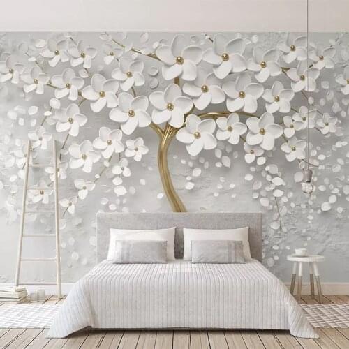 Custom Photo murale 3D Wallpaper Wall Murals Embossed Trees Modern Aesthetics White Mural Living Room Sofa Bedroom Home Decor
