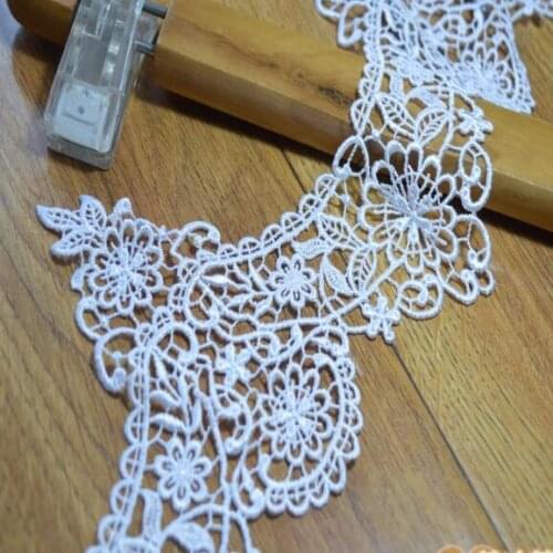 4meter White 14cm water soluble embroidered lace tablecloths curtain clothing wedding necklace flower trim Z1147