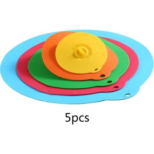5pcs Reusable silicon stretch lids universal lid food wrap bowl pot cover pan cooking Kitchen Stoppers pot dish dish bowl cup