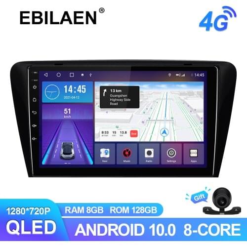 EBILAEN Android 10.0 Car Radio For Skoda Octavia A7 3 2014-2018 GPS Navigation Multimedia Recoder With 4G Wireless Carplay QLED