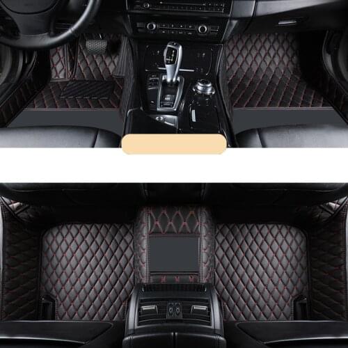Leather black red car floor mats for peugeot 308 sw 508 307 sw 508 2008 307 3008 2012 5008 2012 rugs carpet accessories