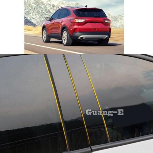 Car PC Material Pillar Post Cover Door Trim Window Piano Black Molding Sticker Plate Parts For Ford ESCAPE KUGA 2020-2021 2022
