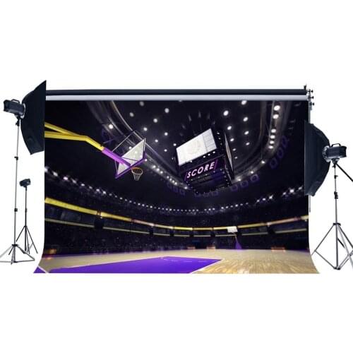 Basketball Court Backdrop Stadium Interior Backdrops Bokeh Shining Stage Lights Crowd Sports Match Photography Background