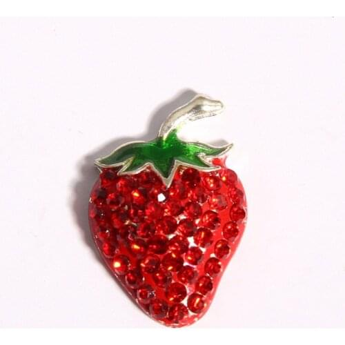 Free shipping 26X17mm strawberry rhinestonestone button flatback 50PCS/Lot(BTN-5456)