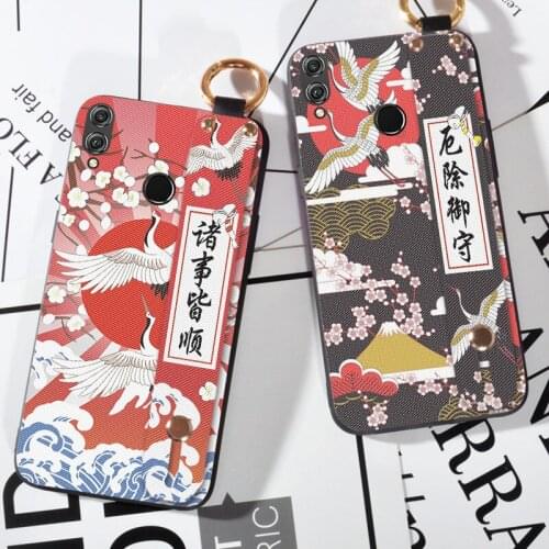 Phone Holder Case For Huawei Honor 8 Pro 9 Lite V10 Birds Crane Wrist Strap Case For Huawei Honor 7C 7A 8A 8S 8C 8X Max