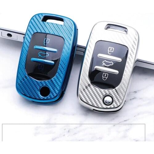 Carbon fiber car key case Fit for Baojun BAOJUN 510 310 730 560 Key Cover Case Remote Folding Shell