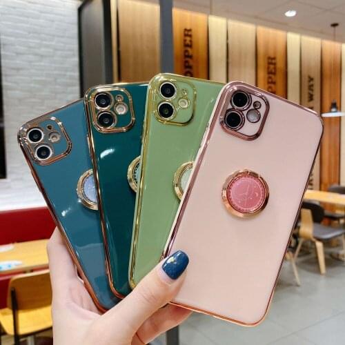 PINZHENG Mobile Phone Case For iPhone X XR XS 11 12 Pro Max Silicone Soft Phone Shell Ring Protective Cover For 6 6s 7 8 Plus