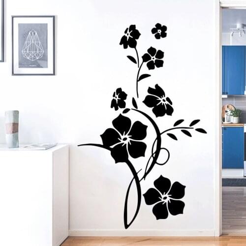 Black Flower Vine Wall Stickers For Living Room Refrigerator Window Cupboard TV Background Wall DIY Art Mural Poster Decal Decor
