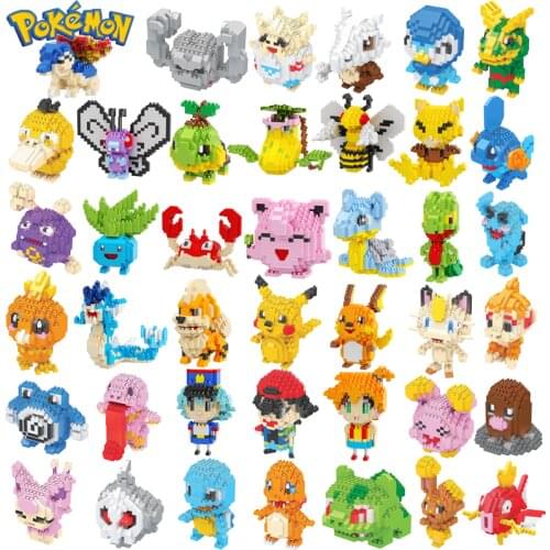 41 Styles Small Building Pokemon Blocks Cartoon Picachu Charmander Jigglypuff Animal Model Education Game Graphics Pokemon Toys